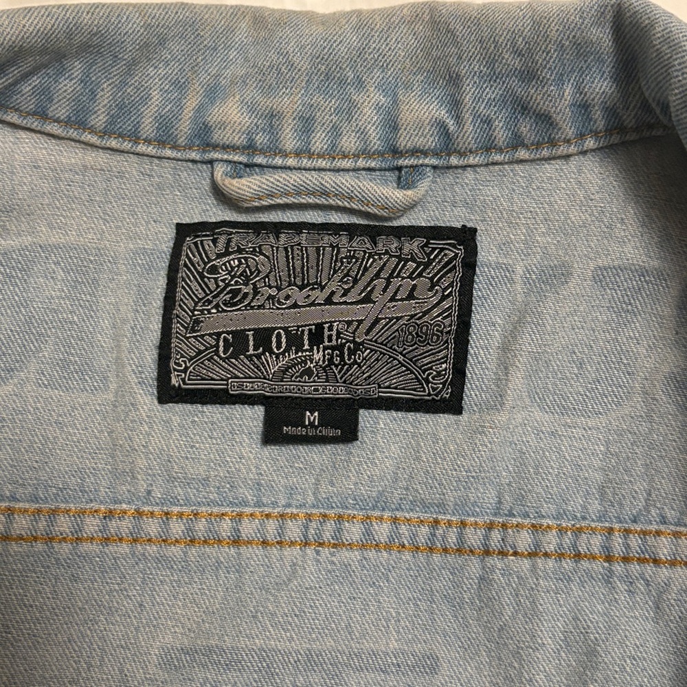 Brooklyn Cloth Light Blue Denim Jacket with Red Rose Embroidery M - Picture 7 of 9